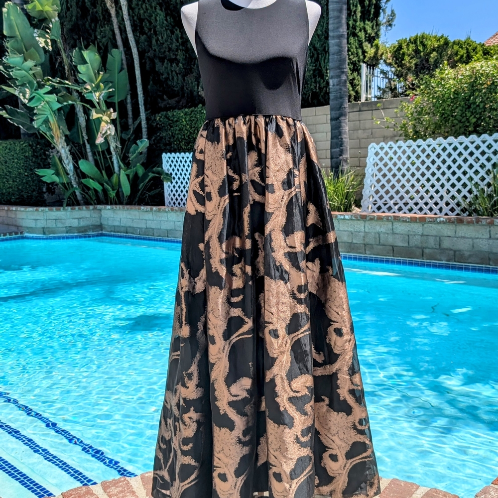 Calvin Klein Collection Black and Tan Maxi Dress